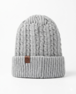 GORRO LANA FORRADO CON MICROPIEL GRIS