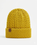 GORRO LANA FORRADO CON MICROPIEL MOSTAZA