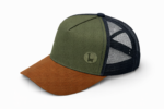 GORRA TRUCKER PREMIUM CUSTOMIZADA BORDADA MARRON VERDE MARINO