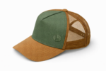 GORRA TRUCKER PREMIUM CUSTOMIZADA BORDADA BEIGE VERDE MARRON