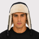 GORRO AVIADOR AZUL MARINO CRUDO GRIS - Imagen 2