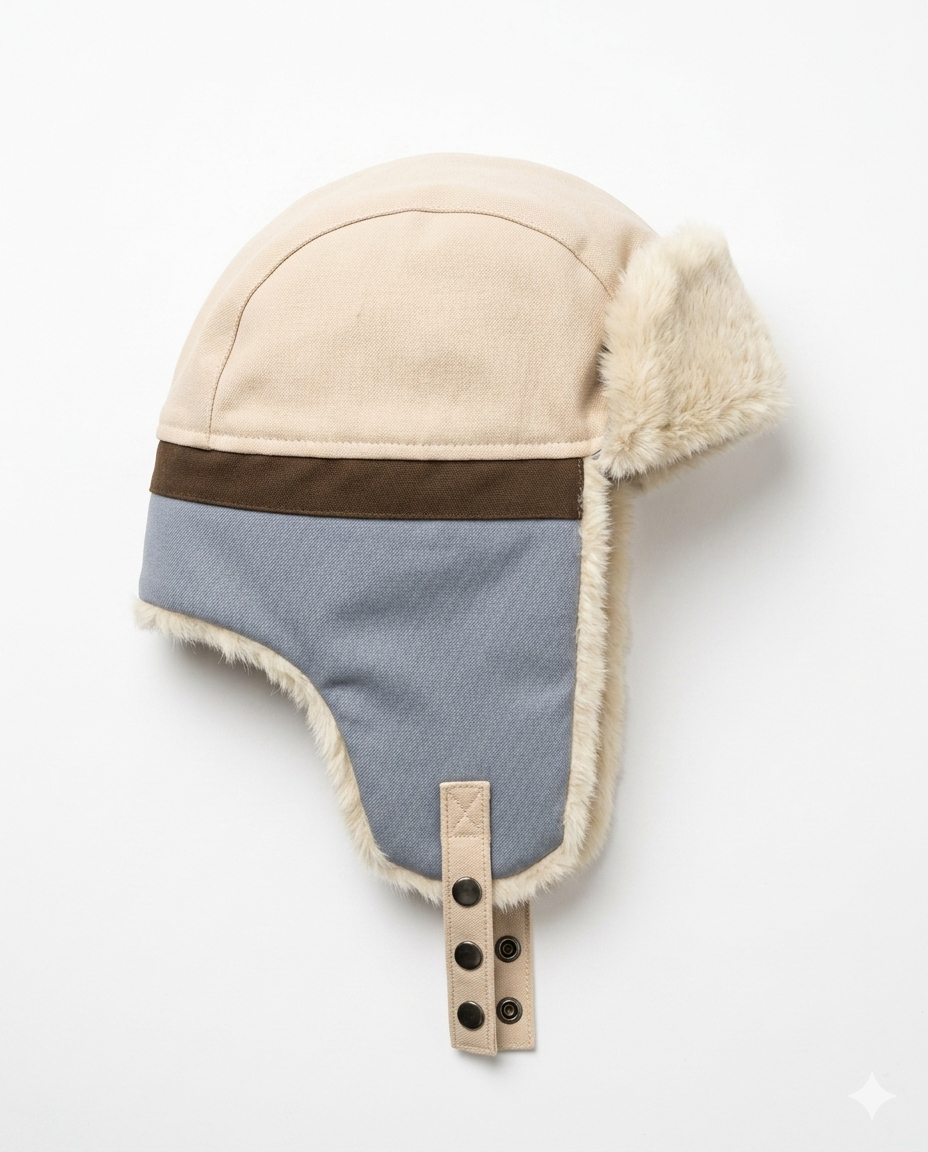 1-Crudo-Marron-Celeste-2 GORRO AVIADOR CRUDO MARRON CELESTE - Imagen 1