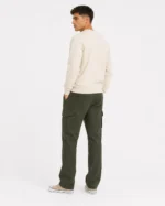 PANTALON CARGO GABARDINA VERDE MILITAR - Imagen 3