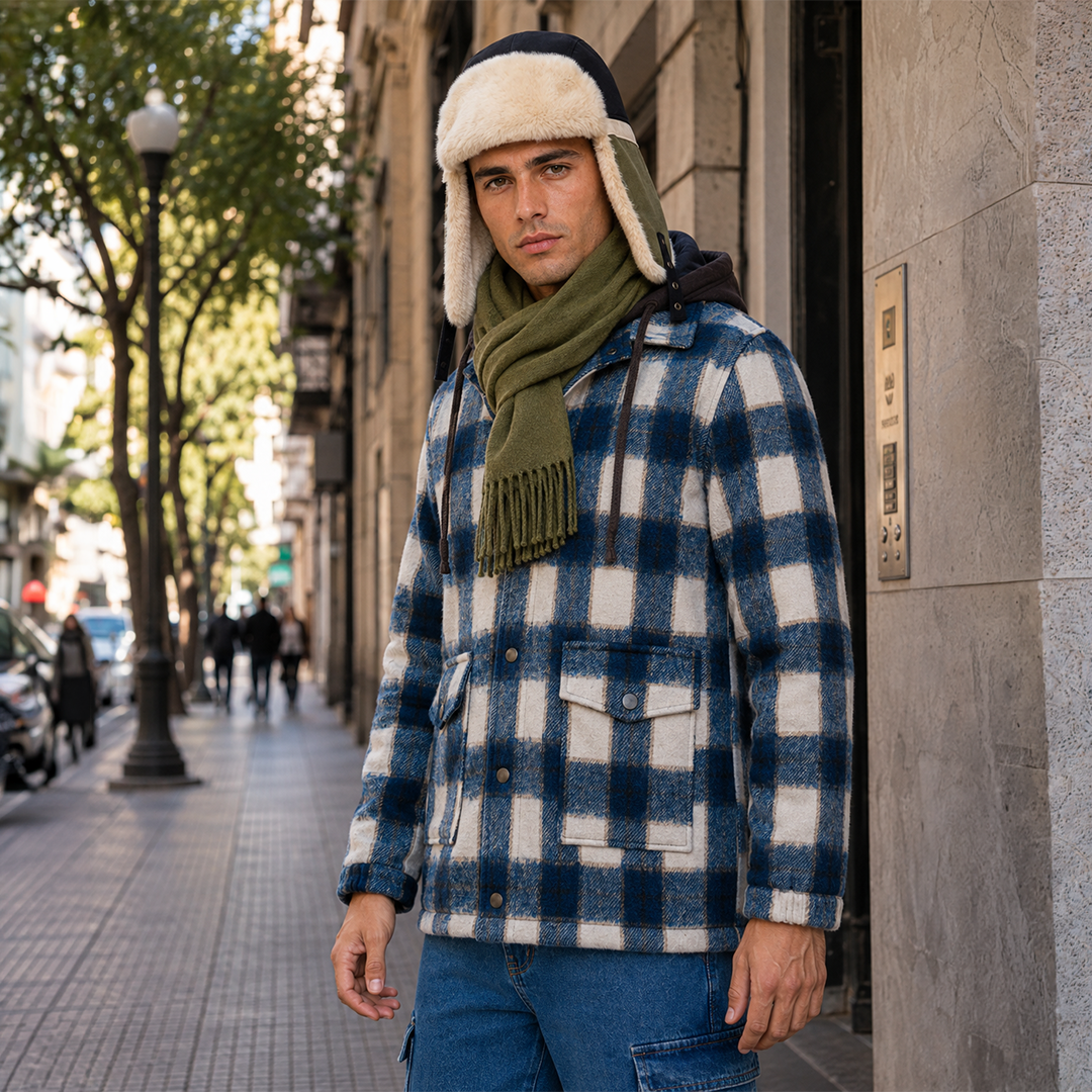 Camisaco-campera-gorro-aviador-Bufanda